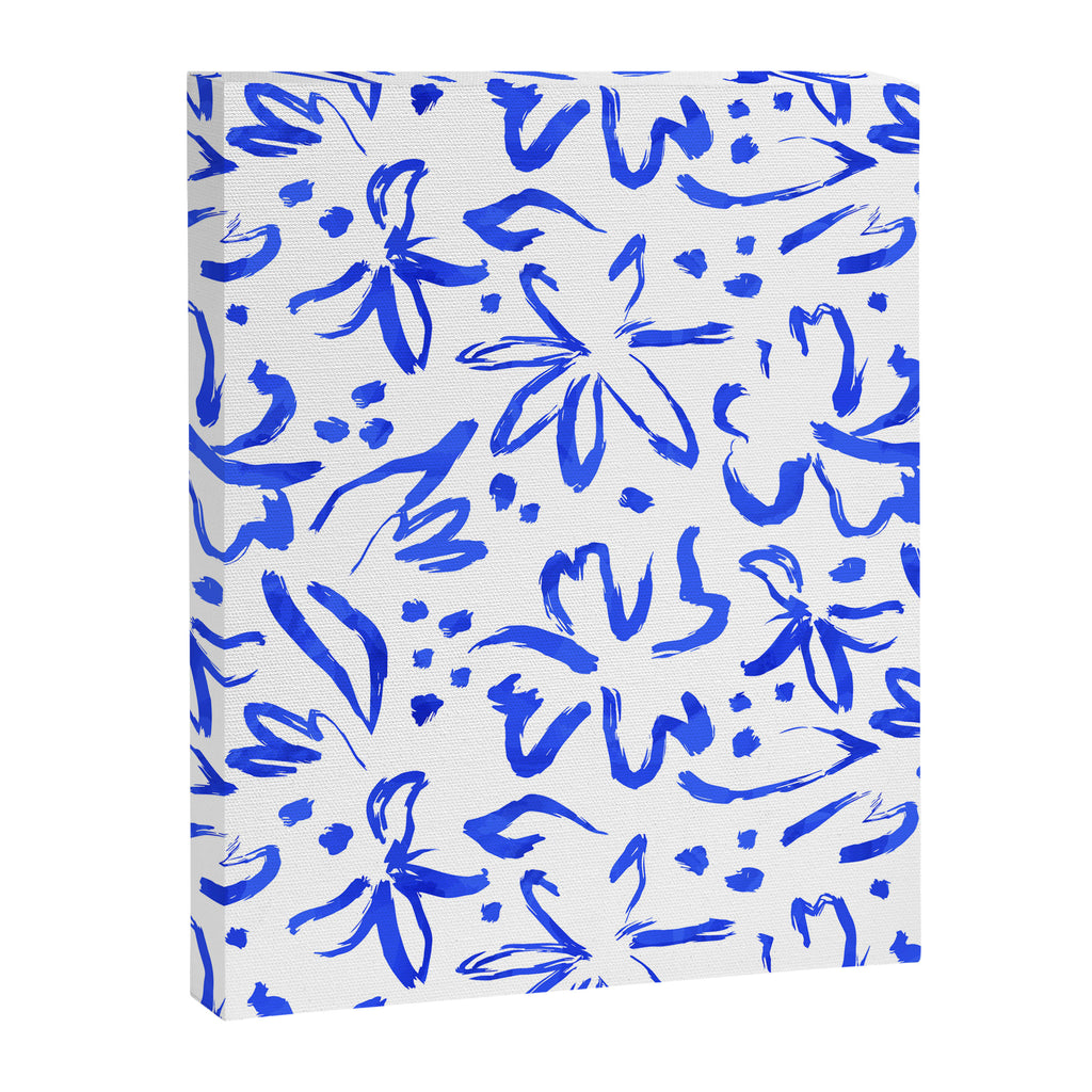Hand drawn blue flower art pattern Canvas Print Gallery Image 8