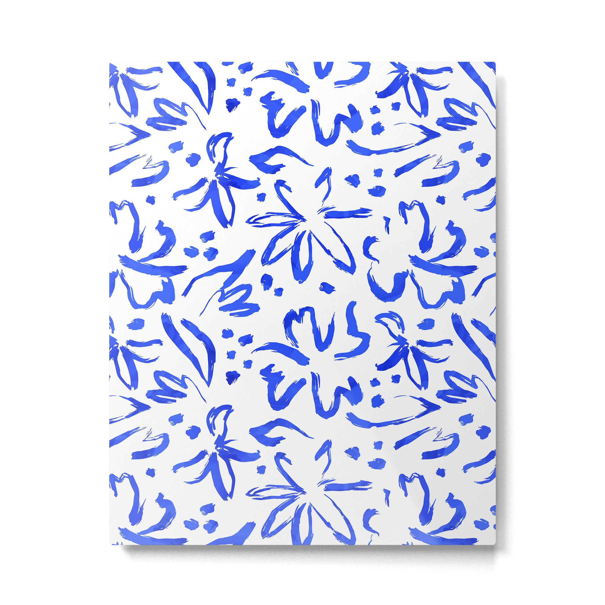 Hand drawn blue flower art pattern Metal Print Gallery Image 6