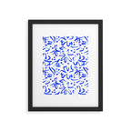 Hand drawn blue flower art pattern Framed Art Print Gallery Image 6