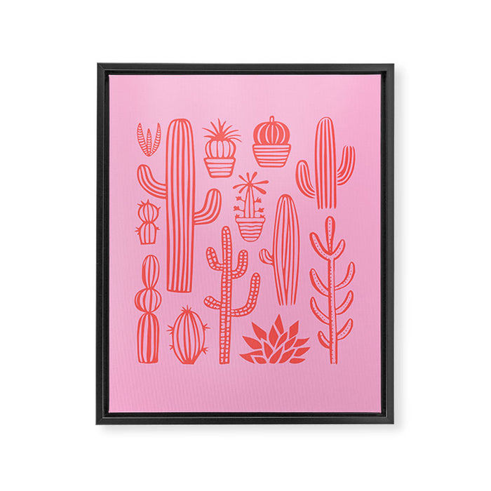 Hand drawn cactus plant art Framed Canvas Print Gallery Image 1