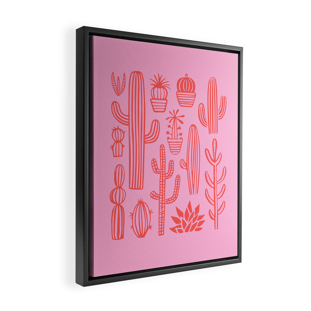 Hand drawn cactus plant art Framed Canvas Print Gallery Image 2