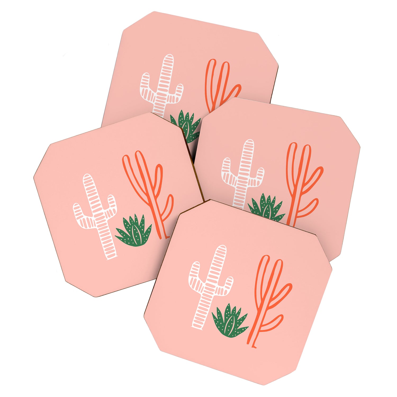 Hand drawn cactus plant art Coaster Gallery Image 1