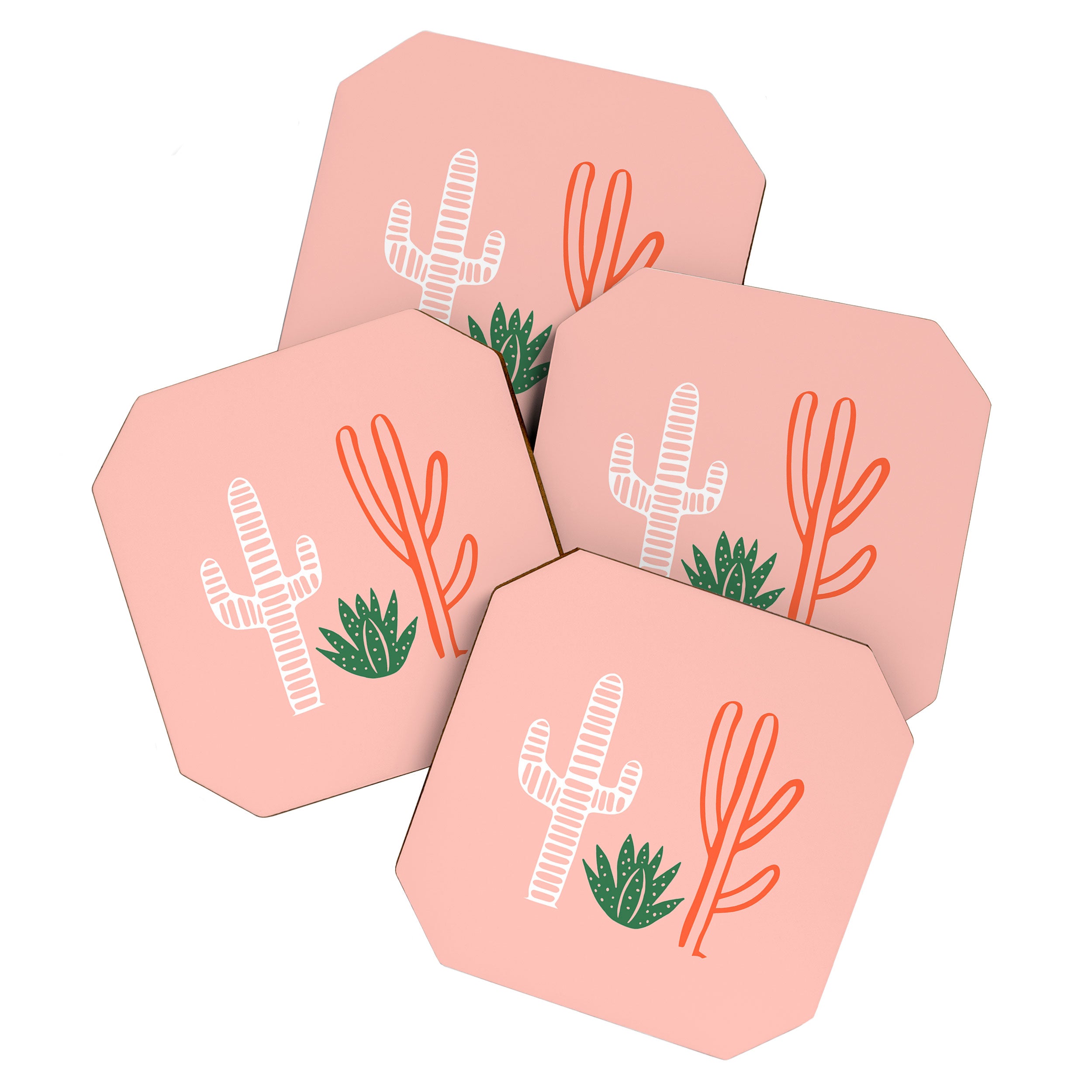 Hand drawn cactus plant art Coaster Gallery Image 1