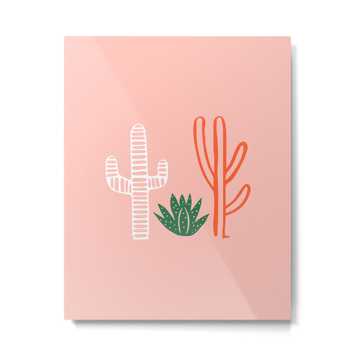 Hand drawn cactus plant art Metal Print Gallery Image 1