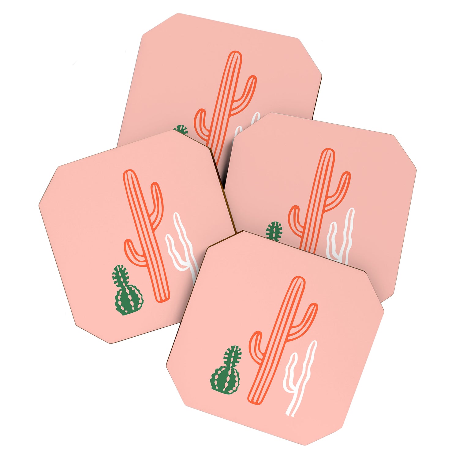 Hand drawn cactus plant art Coaster Gallery Image 1