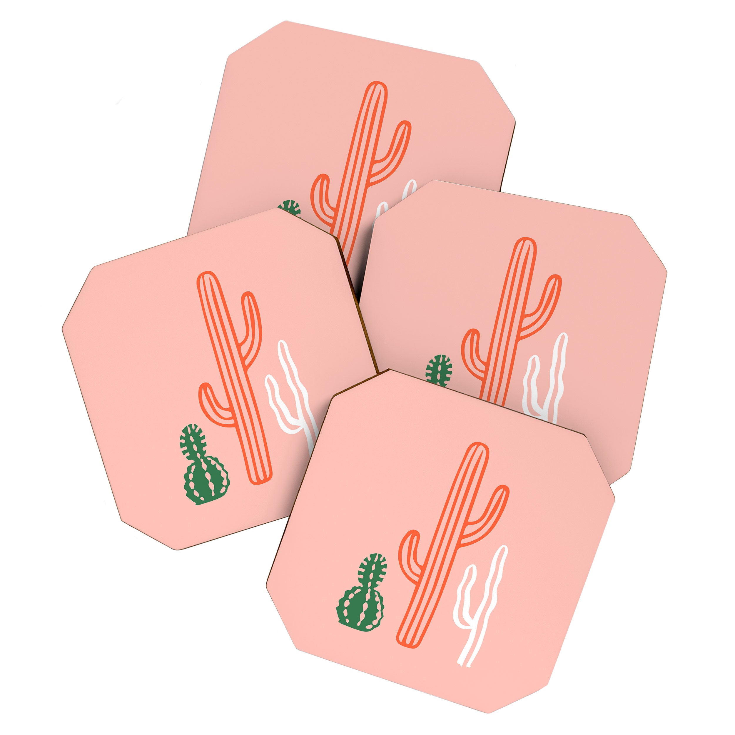 Hand drawn cactus plant art Coaster Gallery Image 1