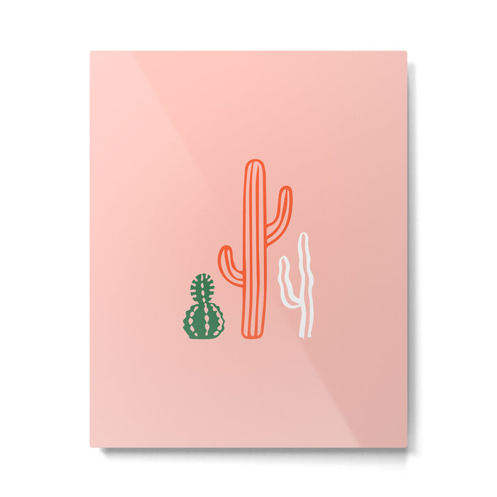 Hand drawn cactus plant art Metal Print Gallery Image 1