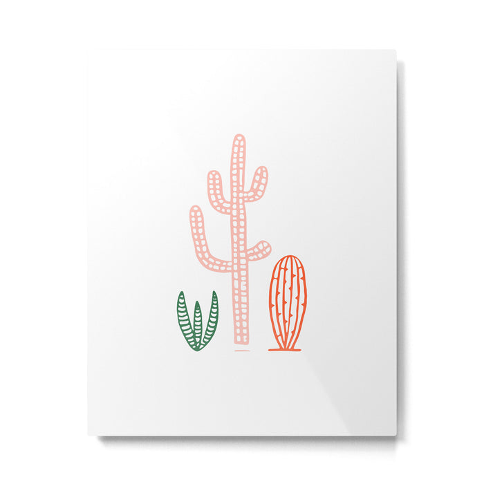 Hand drawn cactus plant art Metal Print Gallery Image 1