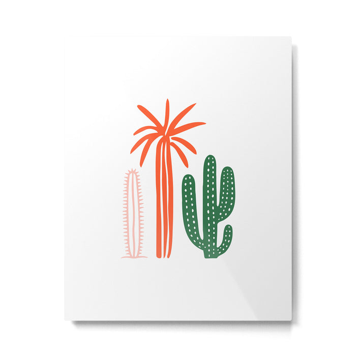 Hand drawn cactus plant art Metal Print Gallery Image 1