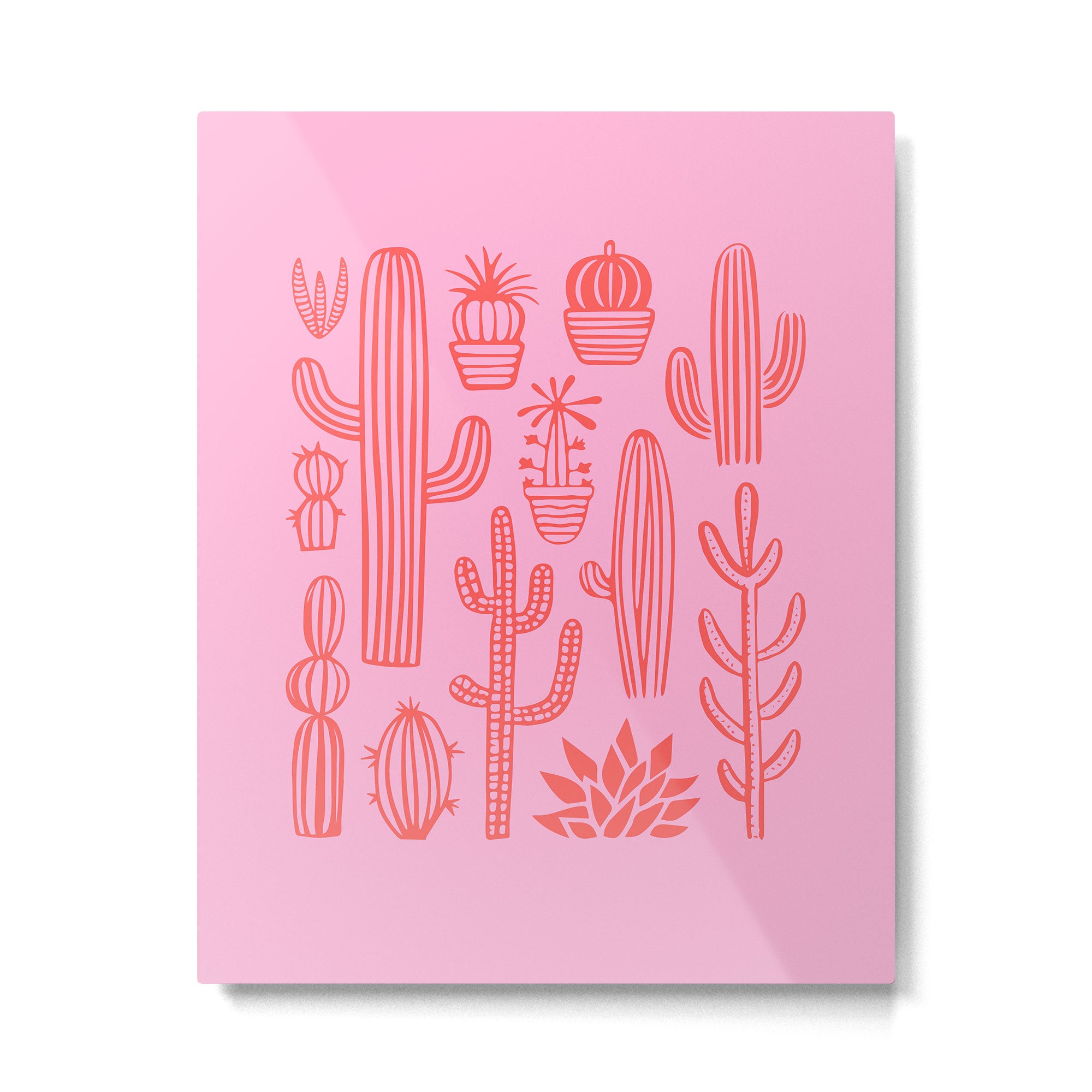 Hand drawn cactus plant art Metal Print Gallery Image 4