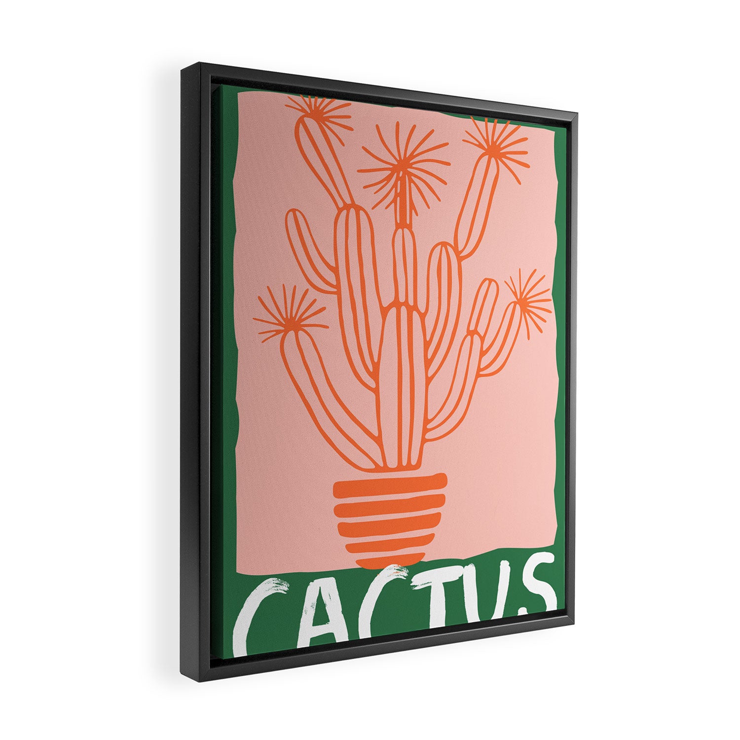 Hand drawn cactus plant doodle art Framed Canvas Print Gallery Image 2