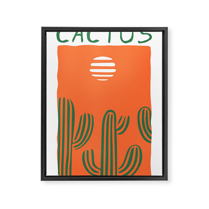 Hand drawn cactus plant doodle art Framed Canvas Print Gallery Image 1