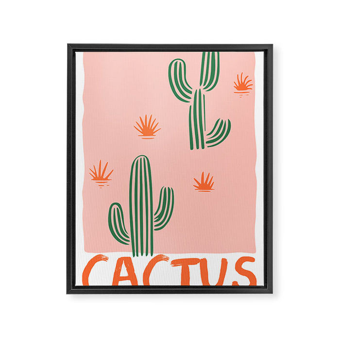 Hand drawn cactus plant doodle art Framed Canvas Print Gallery Image 1