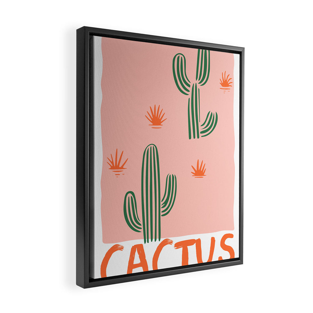Hand drawn cactus plant doodle art Framed Canvas Print Gallery Image 2