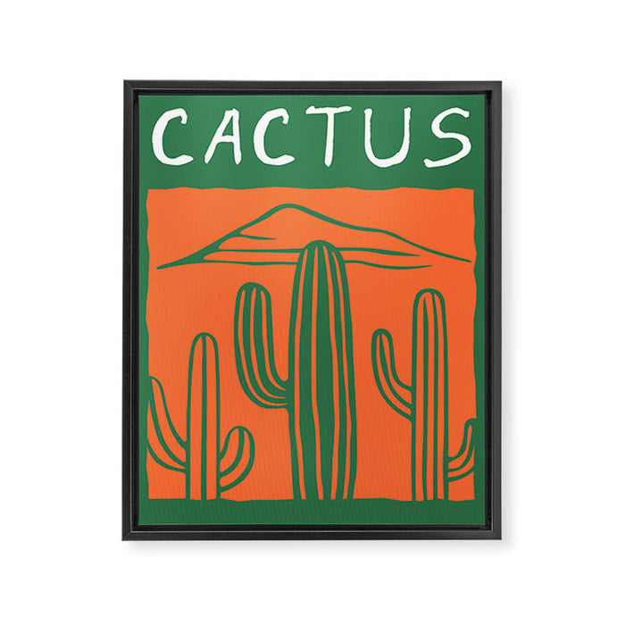 Hand drawn cactus plant doodle art Framed Canvas Print Gallery Image 1