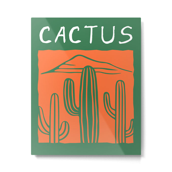 Hand drawn cactus plant doodle art Metal Print Gallery Image 1
