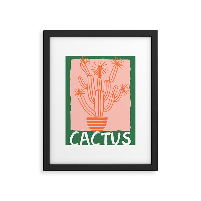 Hand drawn cactus plant doodle art Framed Art Print Gallery Image 1