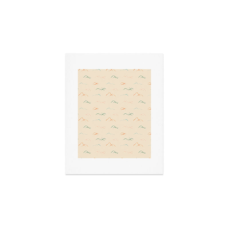 Hand drawn mountain landscape doodle pattern Art Print Gallery Image 1