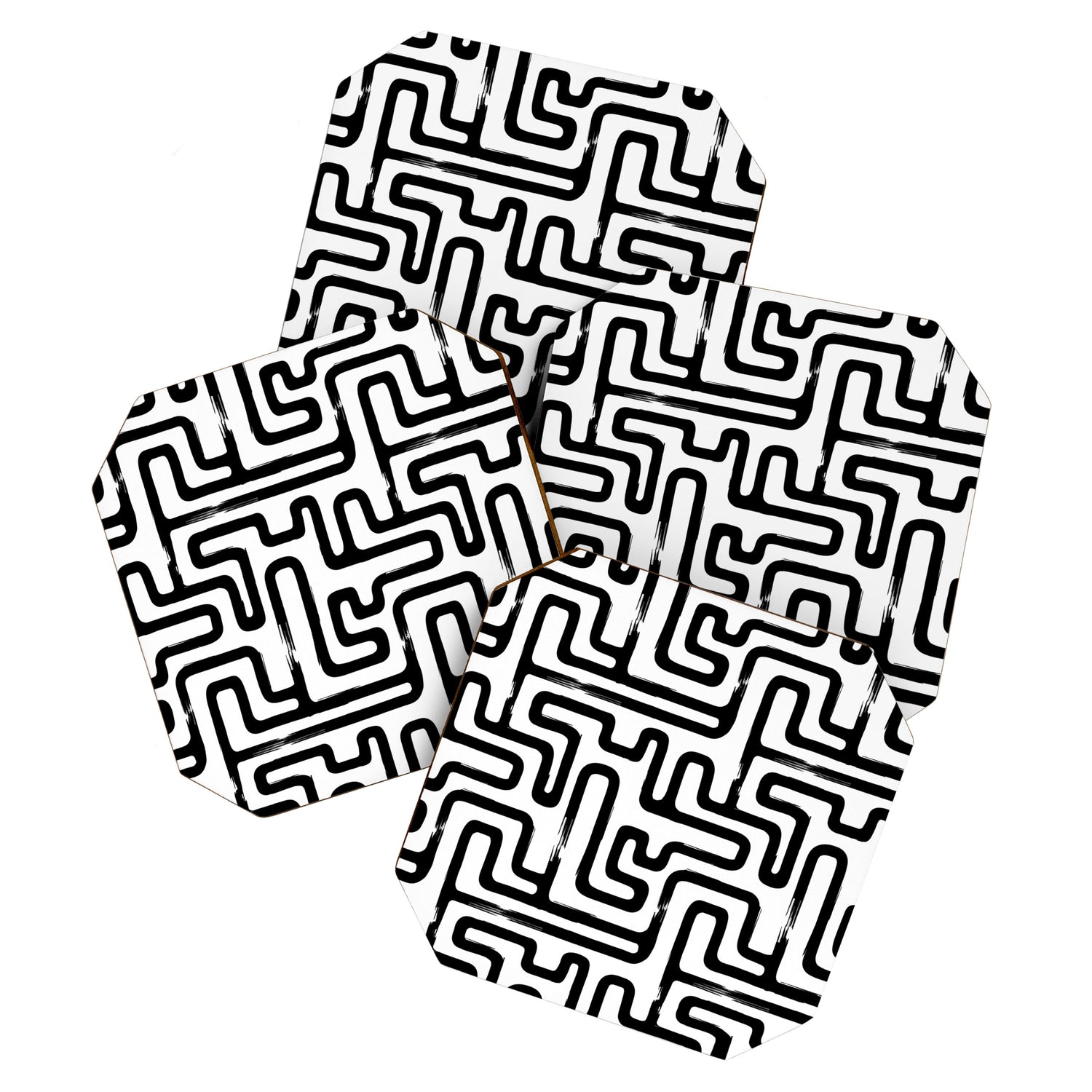 Hand drawn paint brush line pattern Coaster Gallery Image 1