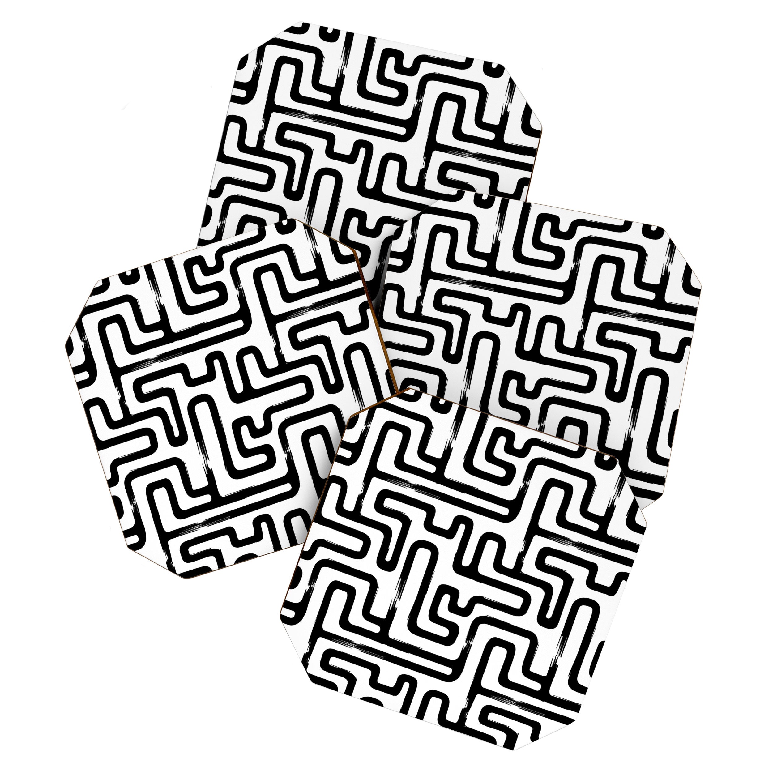 Hand drawn paint brush line pattern Coaster Gallery Image 1