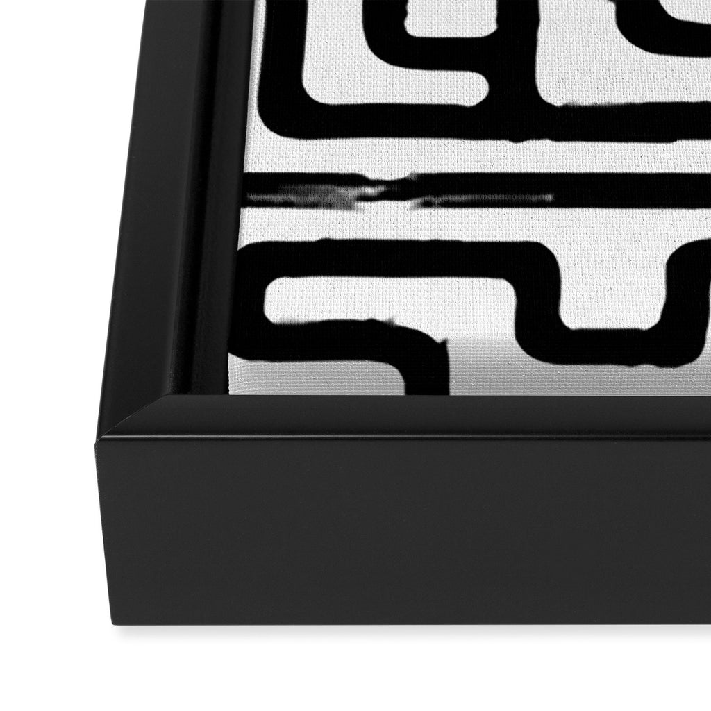 Hand drawn paint brush line pattern Framed Canvas Print Gallery Image 3