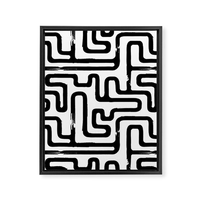 Hand drawn paint brush line pattern Framed Canvas Print Gallery Image 1