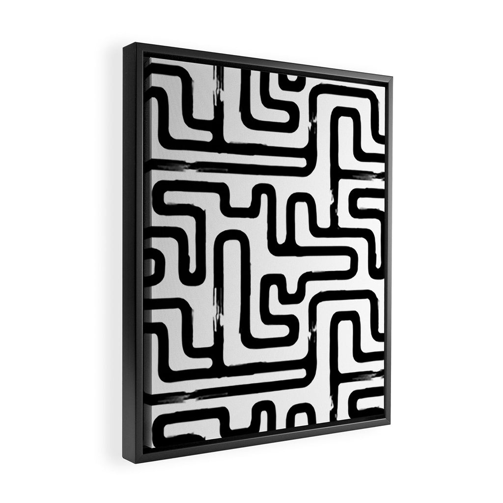 Hand drawn paint brush line pattern Framed Canvas Print Gallery Image 2