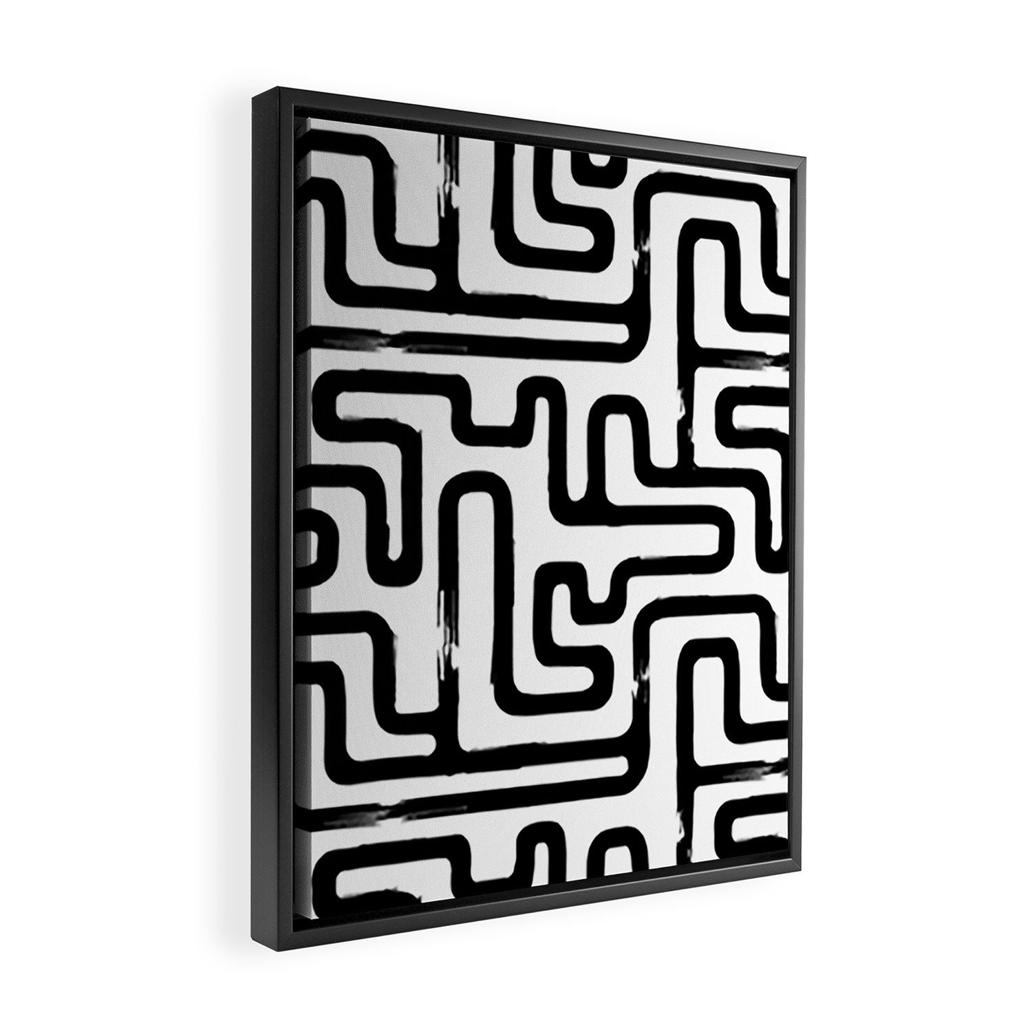 Hand drawn paint brush line pattern Framed Canvas Print Gallery Image 2