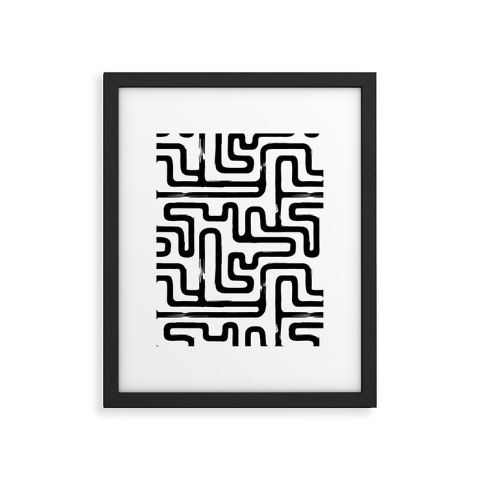 Hand drawn paint brush line pattern Framed Art Print Gallery Image 1