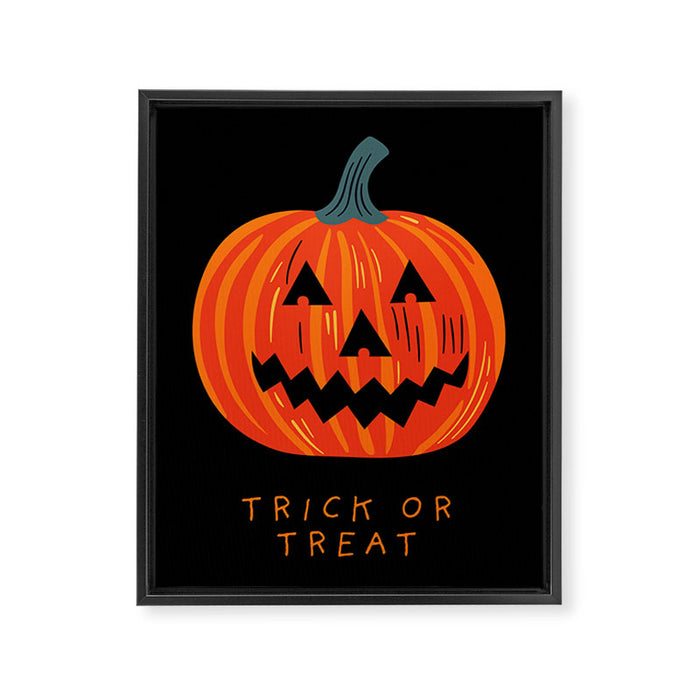 Happy Halloween funny pumpkin cartoon doodle Framed Canvas Print Gallery Image 1