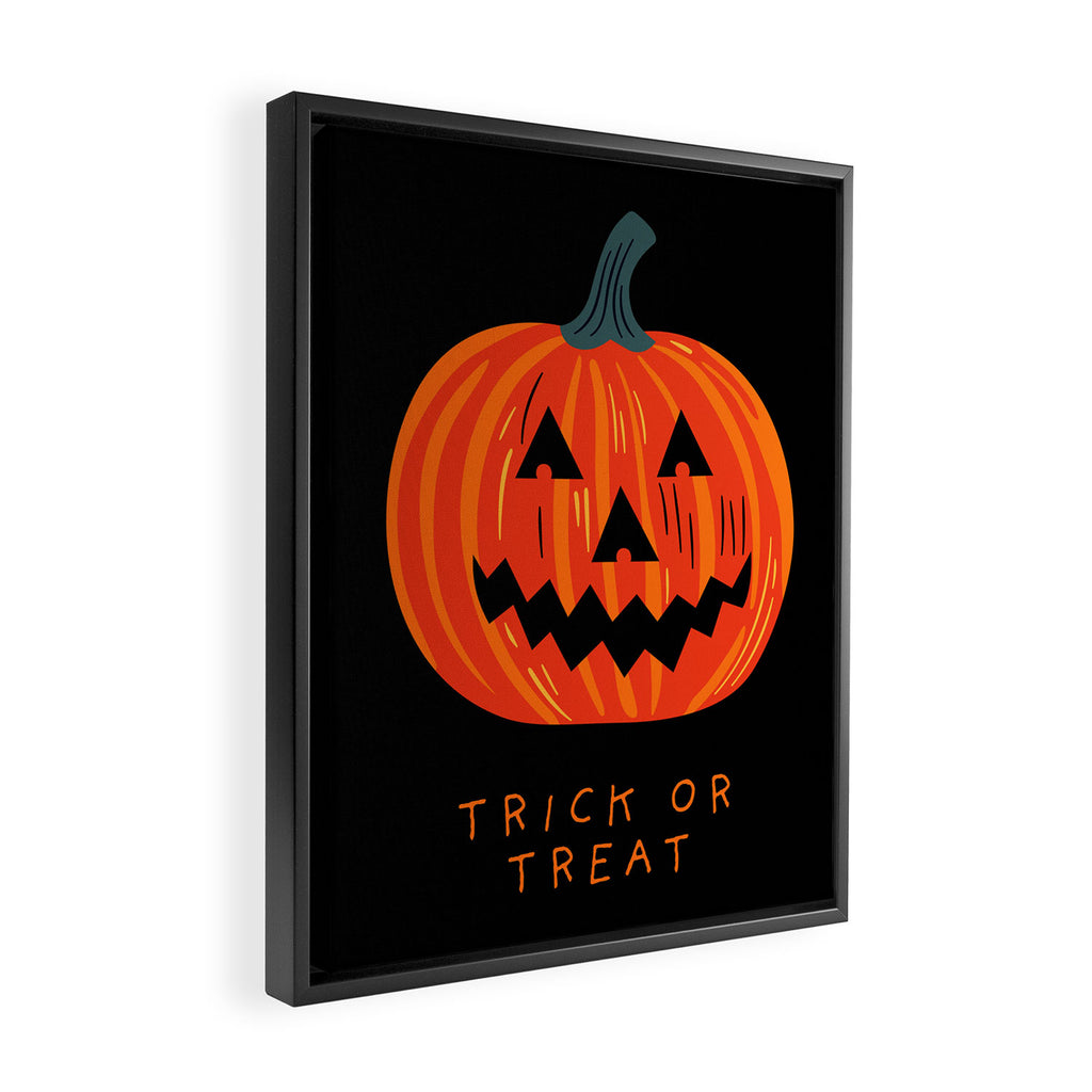 Happy Halloween funny pumpkin cartoon doodle Framed Canvas Print Gallery Image 2
