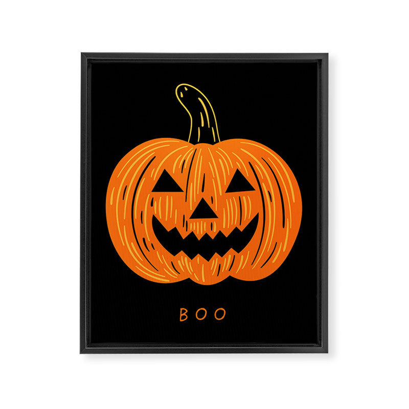 Happy Halloween funny pumpkin cartoon doodle Framed Canvas Print Gallery Image 8