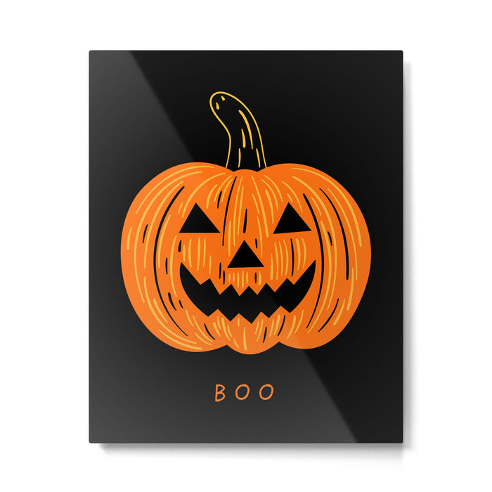 Happy Halloween funny pumpkin cartoon doodle Metal Print Gallery Image 1