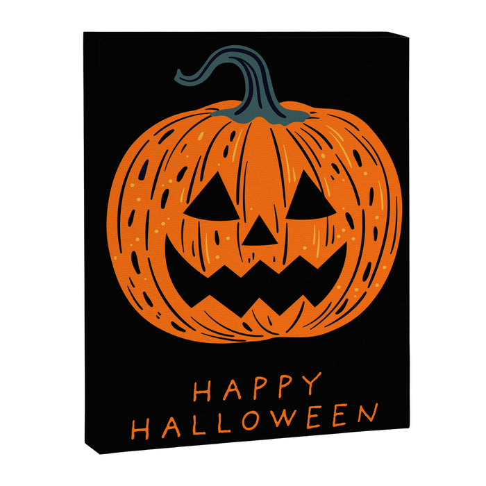 Happy Halloween funny pumpkin cartoon doodle Canvas Print Gallery Image 1