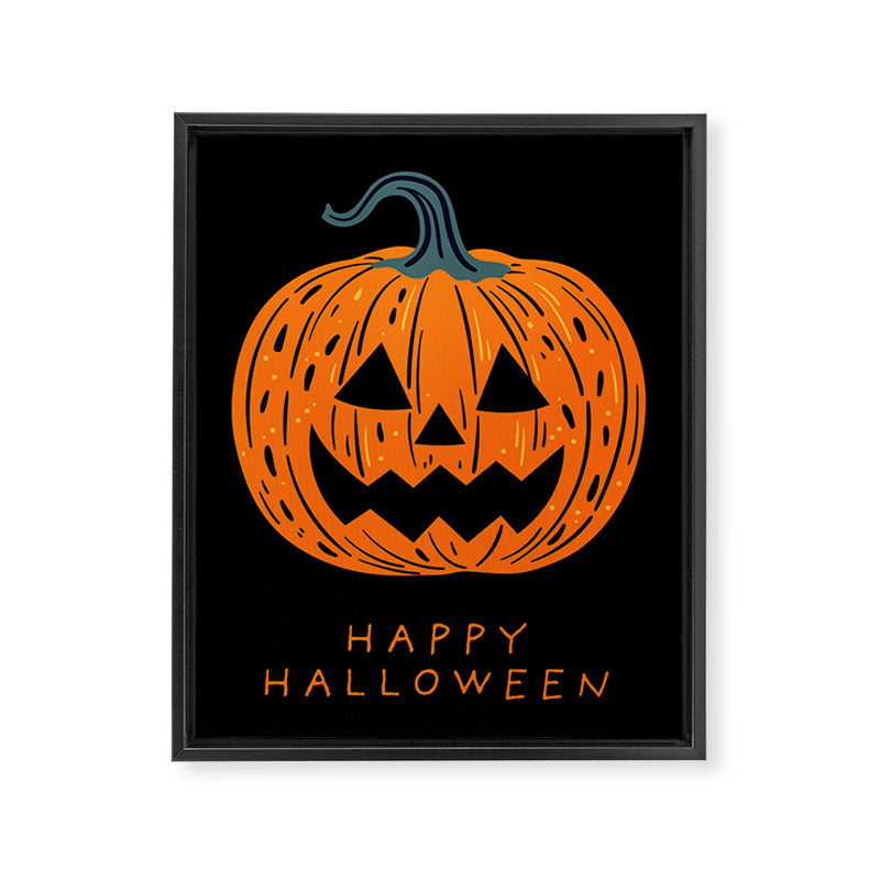 Happy Halloween funny pumpkin cartoon doodle Framed Canvas Print Gallery Image 8