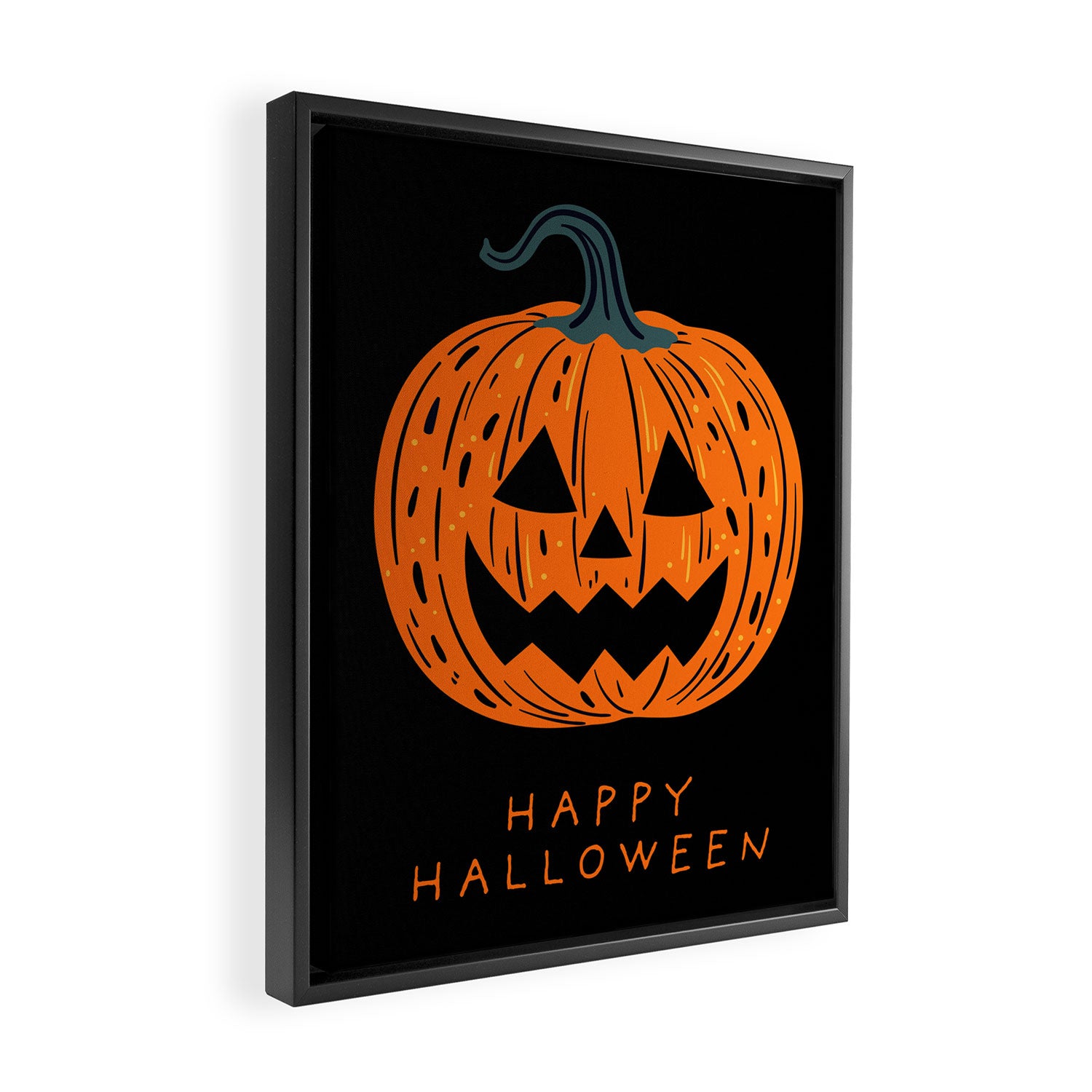 Happy Halloween funny pumpkin cartoon doodle Framed Canvas Print Gallery Image 2