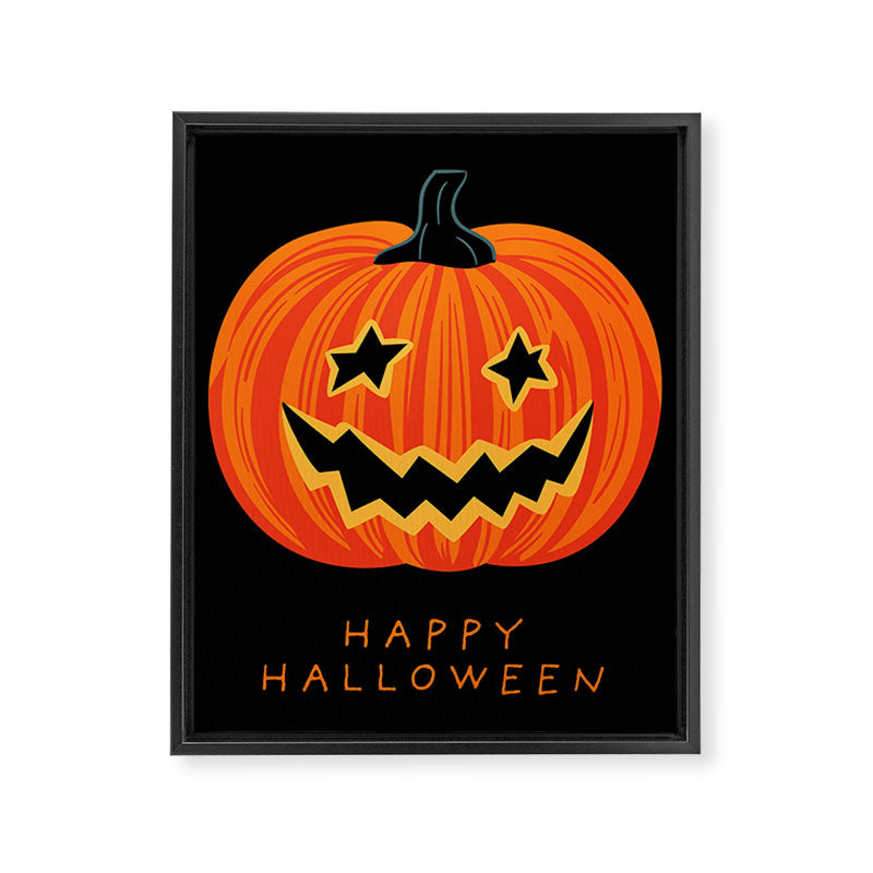 Happy Halloween funny pumpkin cartoon doodle Framed Canvas Print Gallery Image 8