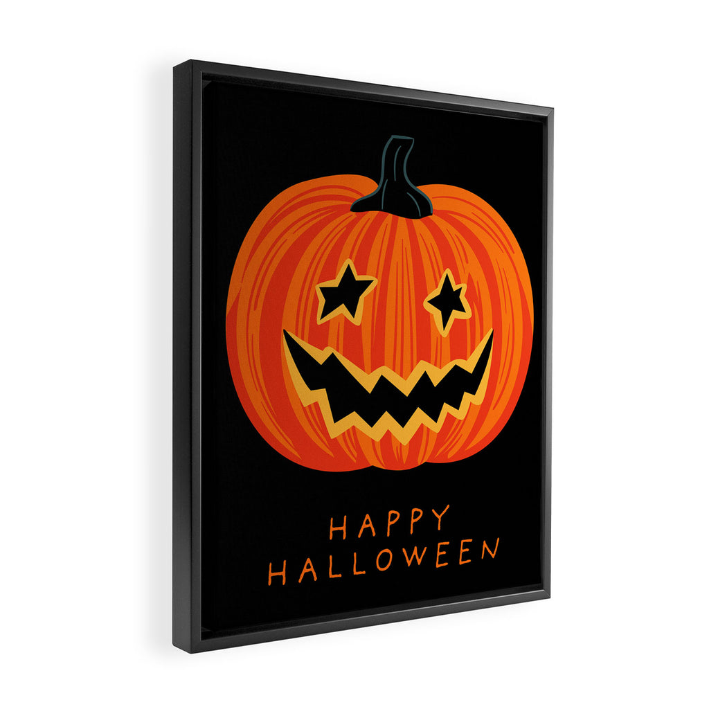 Happy Halloween funny pumpkin cartoon doodle Framed Canvas Print Gallery Image 2