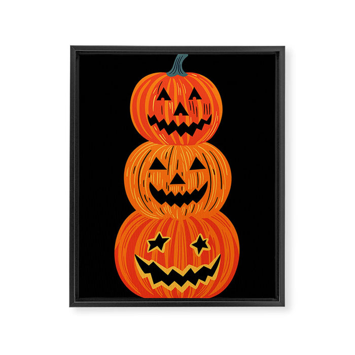 Happy halloween pumpkin jack o lantern art Framed Canvas Print Gallery Image 1
