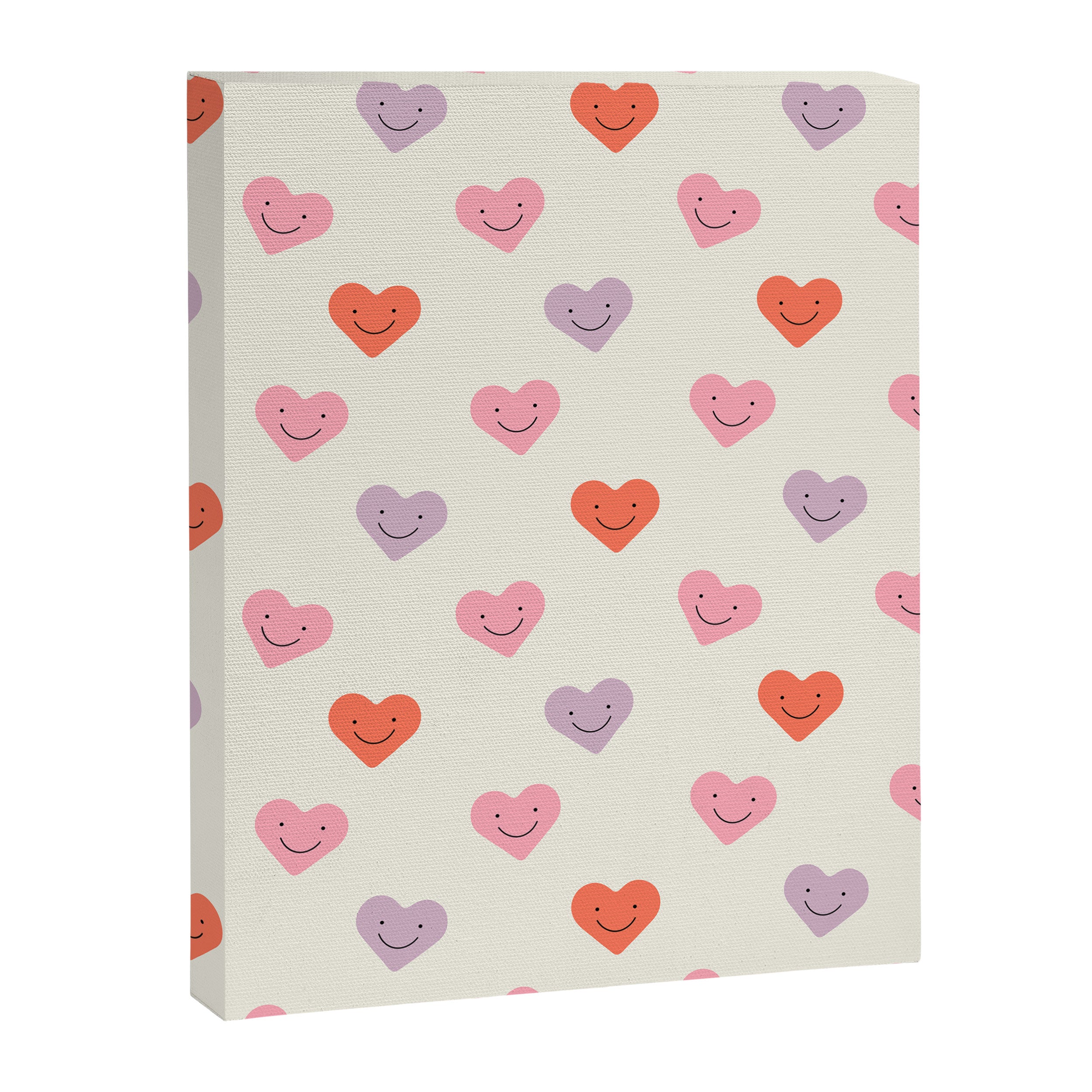 Happy love heart face doodle pattern Canvas Print Gallery Image 8