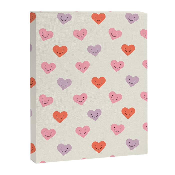Happy love heart face doodle pattern Canvas Print Gallery Image 1