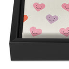Happy love heart face doodle pattern Framed Canvas Print Gallery Image 3