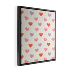 Happy love heart face doodle pattern Framed Canvas Print Gallery Image 2