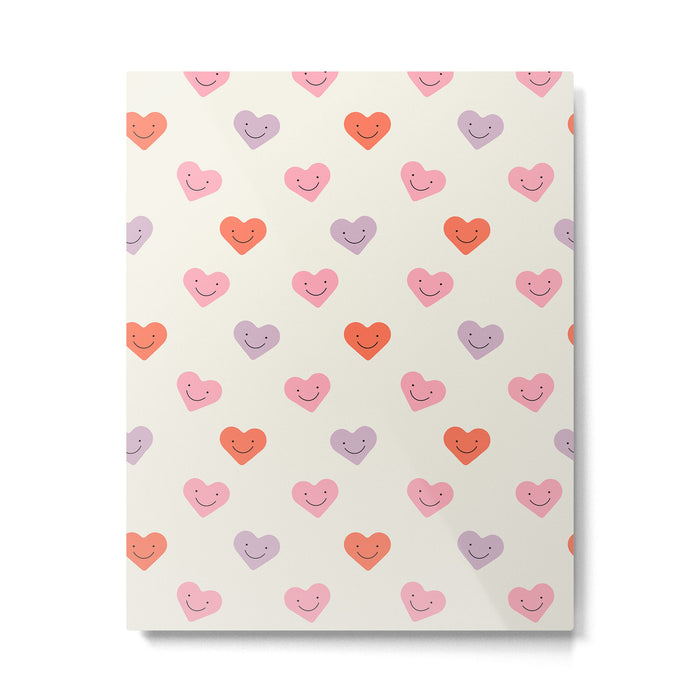 Happy love heart face doodle pattern Metal Print Gallery Image 1