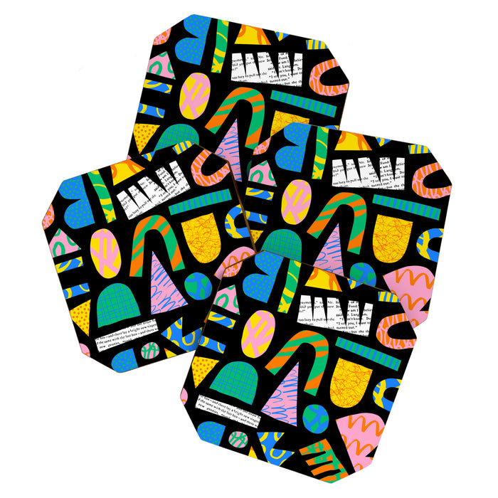 Modern abstract collage art shapes pattern  Coaster Gallery Image 1
