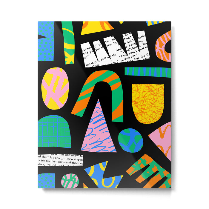 Modern abstract collage art shapes pattern  Metal Print Gallery Image 1