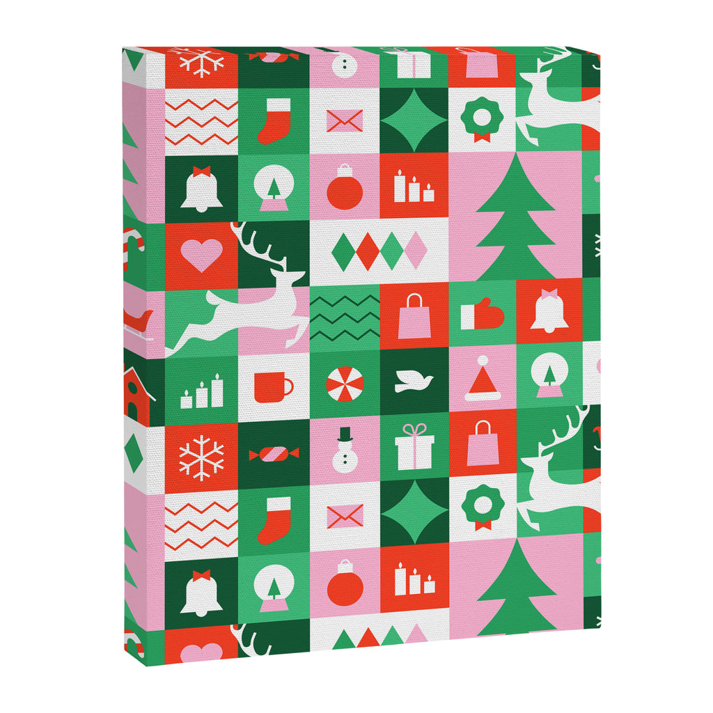 Modern christmas geometric mosaic art pattern Canvas Print Gallery Image 8