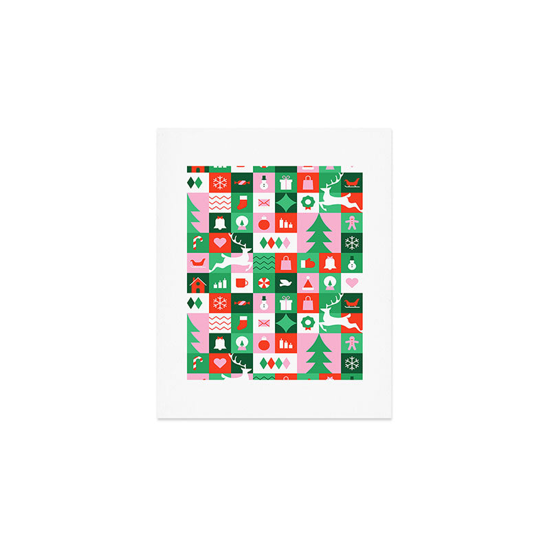 Modern christmas geometric mosaic art pattern Art Print Gallery Image 1