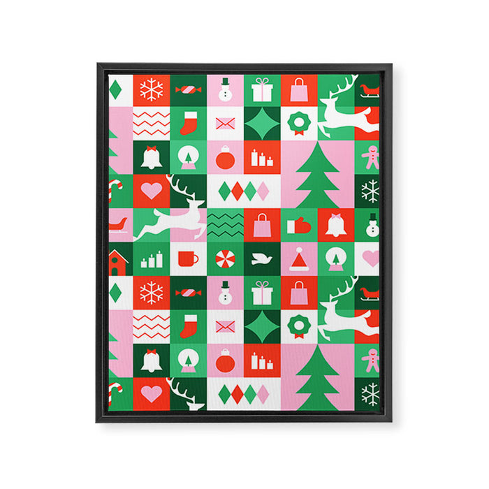 Modern christmas geometric mosaic art pattern Framed Canvas Print Gallery Image 1