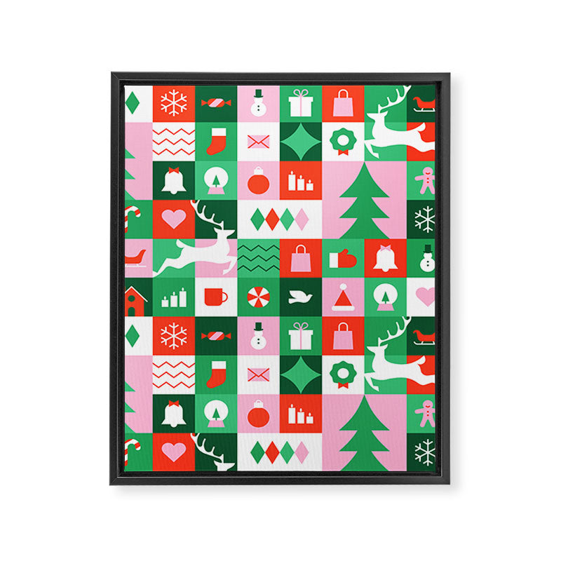 Modern christmas geometric mosaic art pattern Framed Canvas Print Gallery Image 8